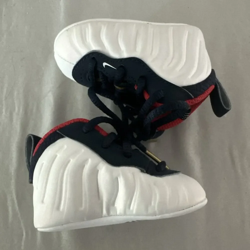 NIKE LITTLE POSITE ONE FOAMPOSITES OLYMPIC RED WHITE BLUE SHOES BABY BOY SIZE 1C